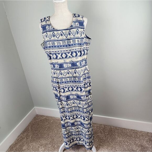 MISS DORBY SLEEVELESS AZTEC MAXI DRESS SIZE 14 - Picture 1 of 9